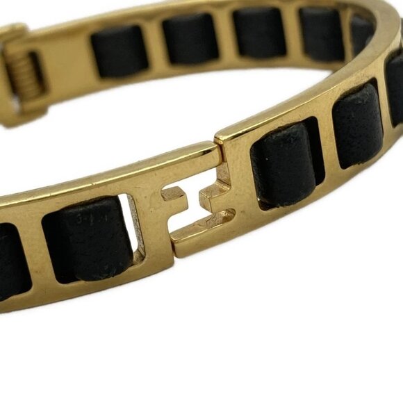 FENDI - Gold Black Hardware Leather Bangle 184-071425 - Picture 4 of 4